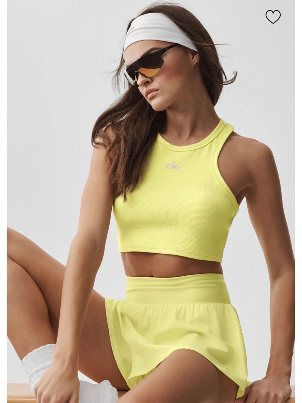 ALO Aspire Yoga Women's Yellow Ribbed Crop Tank Top
